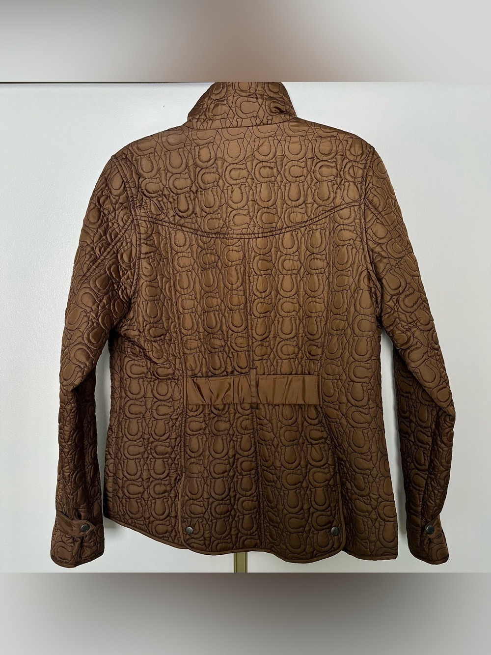 KERRITS Equestrian Brown Horseshoe Quilted Riding Jacket Carob Size Large EUC - Picture 2 of 11